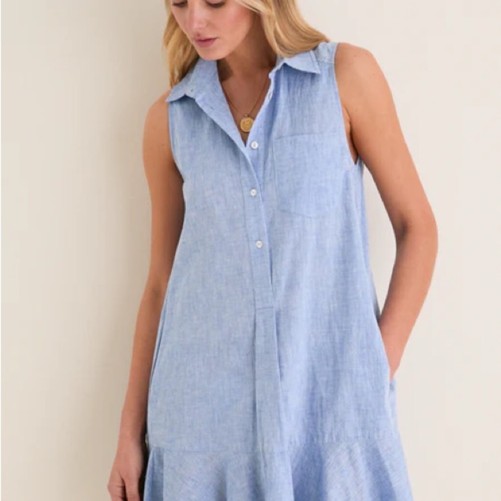 Chambray Sleeveless Callahan Shirt Dress